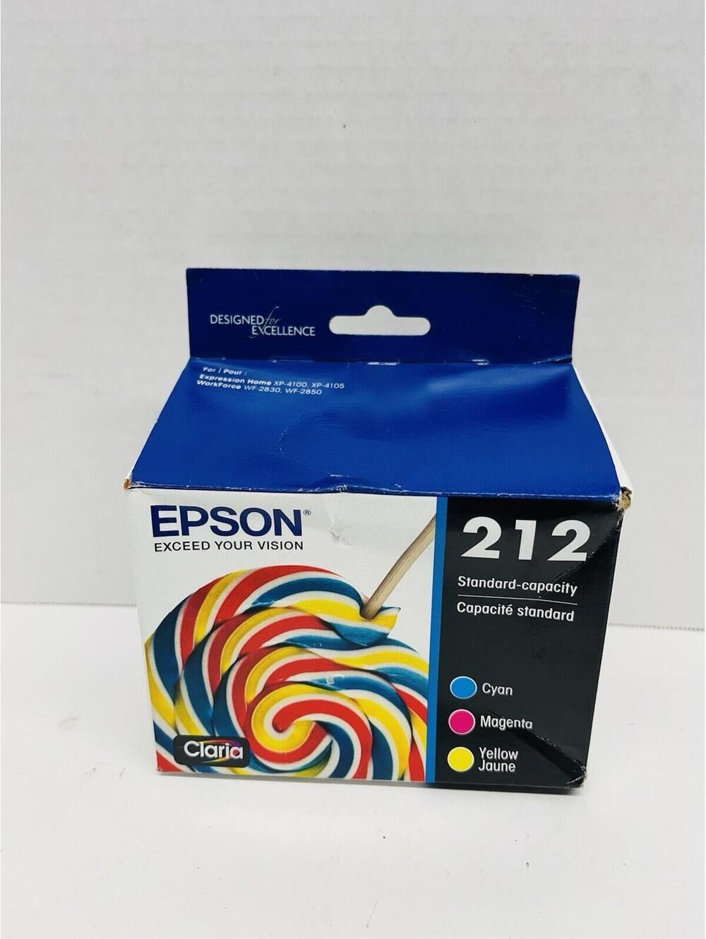 New Genuine Epson 212 Cyan Magenta Yellow Ink Cartridges Exp 06/ 2025 New In Box
